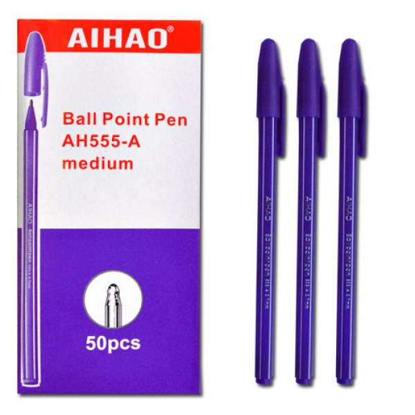 Ручка AIHAO кулькова полосата фіолетова CS-555