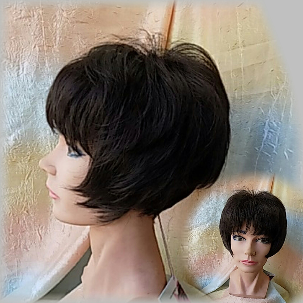 Перука боб-каре з термоволосся чорний 2851-1, фото 1