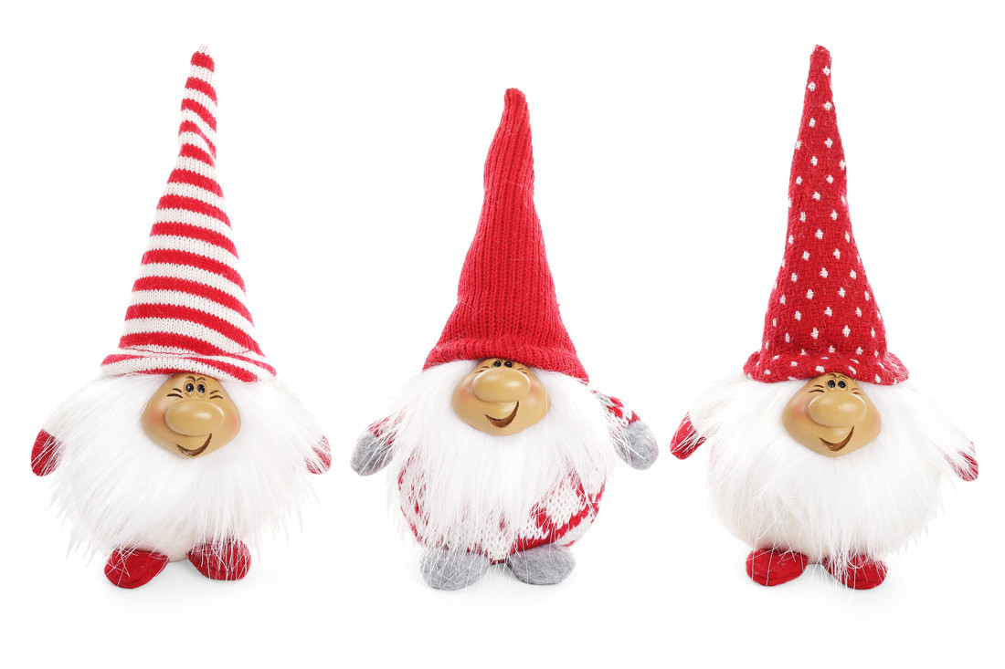 М'яка новорічна іграшка Гноми 17 см, 3 різновиди, в пакованні 3 шт. (822-179)