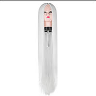 Парик белый длинный 100см длина.парики блонд.парик пепельный с чёлкой аниме Хелоуин хеллоуин