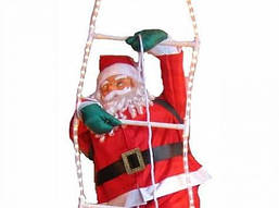 Новорічний декор Санта Клаус на сходах (3 фігурки - по 25 см) з Led підсвічуванням