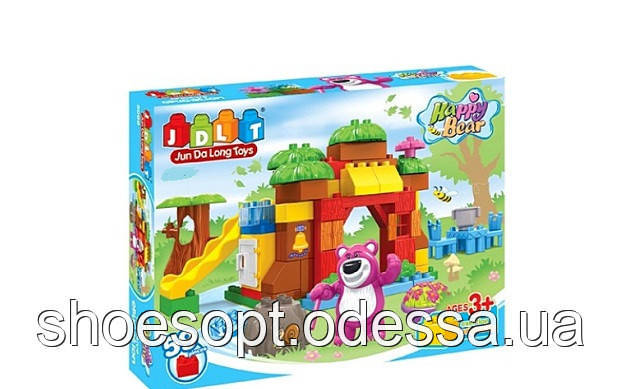 Дитячий конструктор JDLT Рожевий ведмідь Зоопарк 59 великі деталі, фігурки, фото 1