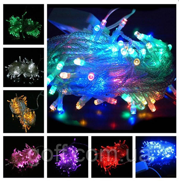 Світлодіодна гірлянда 300 LED прозорий дріт, фото 1