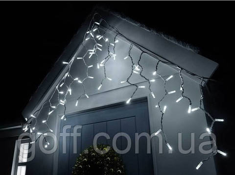Вулична гірлянда бахрома 3x0,7 м із мерехтінням 100 LED (великий діод) на білому каучуковому дроті
