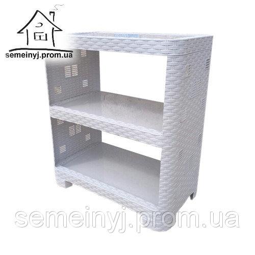Пластикова полиця для взуття на 3 яруси "Ротанг" (світло-сіра)