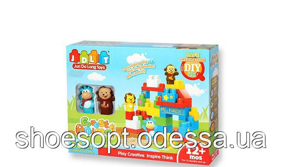 Дитячий конструктор JDLT Лісові тварини 50 великих деталей, від 1 року, фото 1