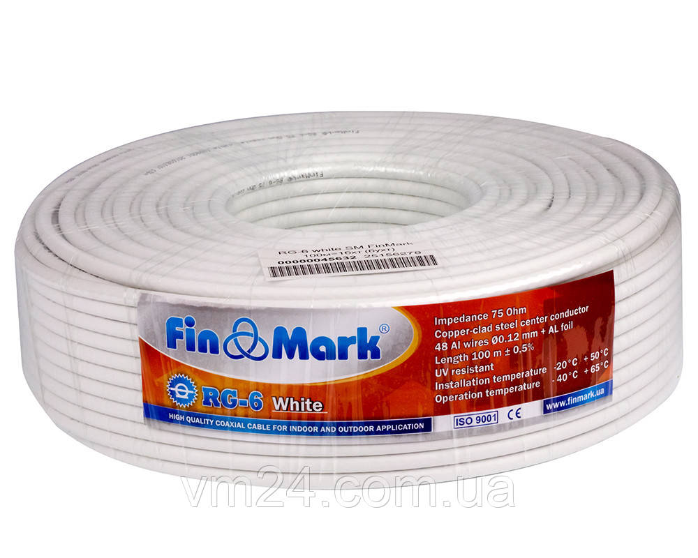 TV кабель 75 Ом FinMark RG-6 white