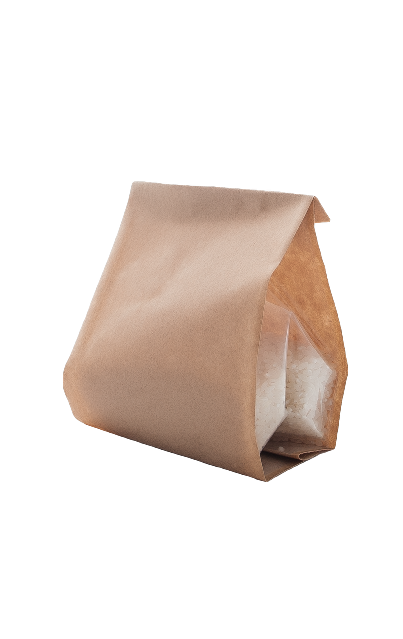 Пакет стабіл 100*240 крафт + прозорі фальці