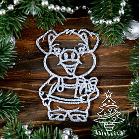 Новорічні прикраси Порося з подарунком 8 шт PIG001