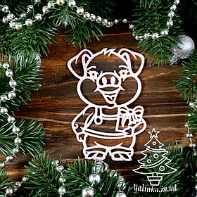 Новорічні прикраси Порося з подарунком 8 шт PIG001