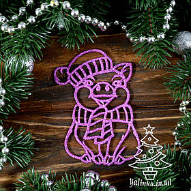 Новорічні прикраси Порося в шапці 8 шт PIG002розів