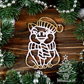 Новорічні прикраси Порося в шапці 8 шт PIG002