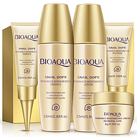 Мини набор Bioaqua из пяти средств по уходу за кожей с муцином улитки Snail Repair & Brightening