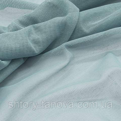 Тюль сітка з обважнювачем, однотонний блакитна ялина ялина, фото 1