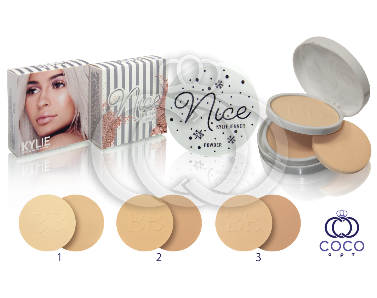 Компактна косметична пудра для обличчя Kylie Nice 2 в 1