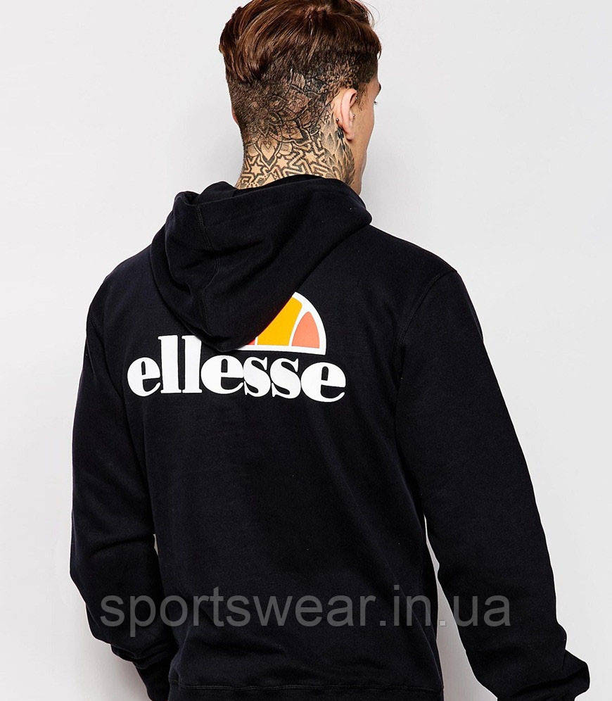 Худі чорна чоловіча з принтом Ellesse | Толстовка "" В стилі Ellesse ""