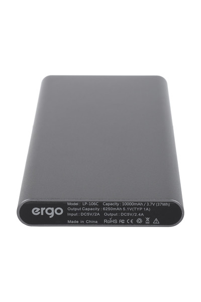 Портативная батарея Power Bank ERGO LP-106 TYPE-C 10000 mAh Li-pol (Space Gray) - фото 5 - id-p793643956