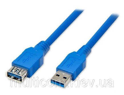 05-10-051. Шнур USB штекер A - гніздо А, version 3.0, синій, 1,5м, фото 1