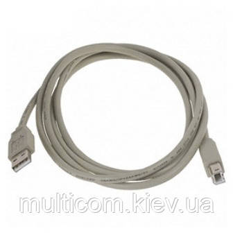 05-08-076. Шнур USB штекер A - штекер В, version 2.0, сірий, 1,8м, фото 1