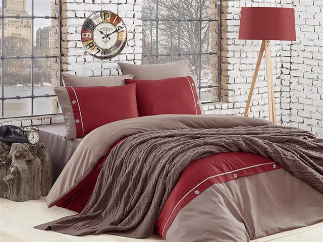 Набор постельное белье + вязаное покрывало First Choice Nirvana Raina Vizon