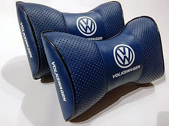 Подушка на підголовник в авто Volkswagen синя 1 шт