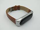 Ремінець Xiaomi Mi Band 4 / 3 MiJobs шкіряний Коричневий / Срібний 1697P, фото 8