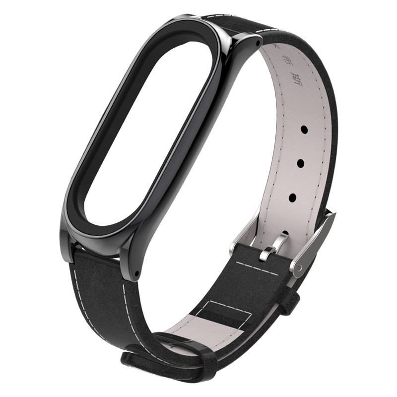 Ремінець Xiaomi Mi Band 4 / 3 MiJobs Plus шкіряний Чорний 1698P