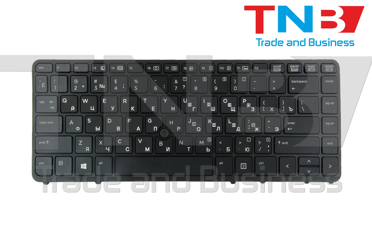 Клавіатура HP EliteBook 740 G2 745 G2 750 G2 755 G2 Черная с черной рамкой с трекпоинтом и подсветкой RU