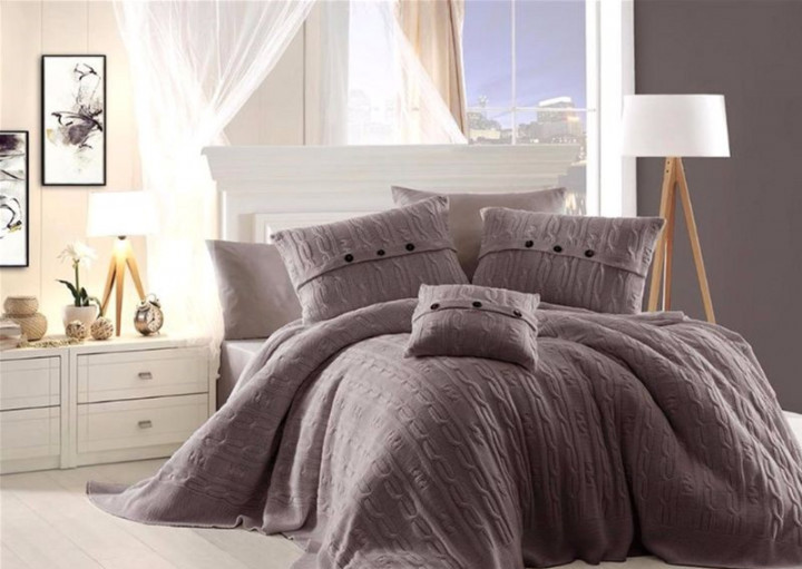 Постільна білизна + в'язане покривало First Choice Nirvana Excellent Vizon