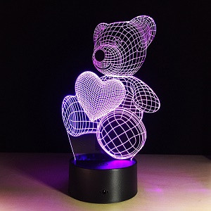 3D Дитячий світильник, 3D Дитячий нічник, 3D лампа «Улюблений ведмедик» 