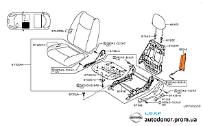 Подушка безпеки airbag сидіння ліва Nissan Leaf ZE0 / AZE0 (10-17) K85H1-3NC0A, фото 3
