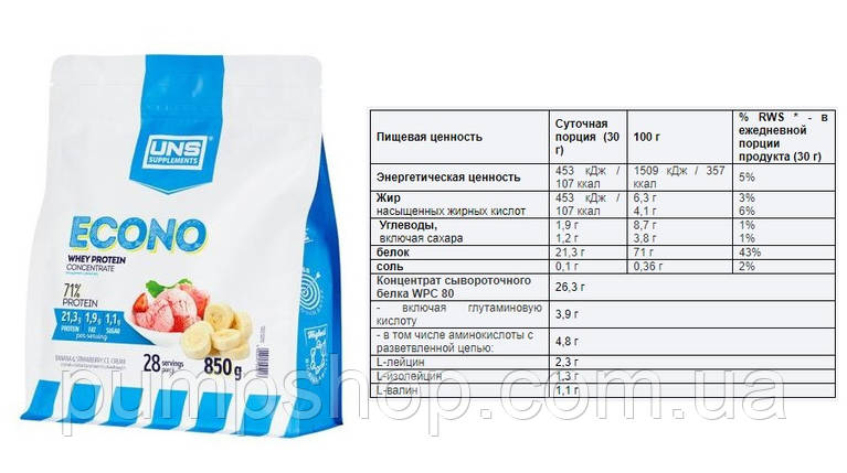 Сироватковий протеїн UNS Econo Instant 850 г, фото 3