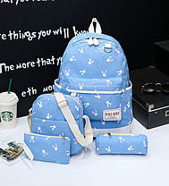 Тканинний набір 4в1 з принтом зайчиків, фото 2