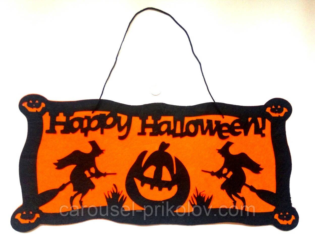 Баннер Happy Halloween з гарбузом і відьмами