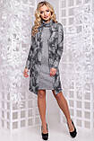 Тепле ошатне плаття в'язка з коміром хомутом 44 розміру сірий з принтом, фото 2