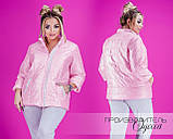 Легка жіноча демісезонна куртка батал на синтепоні та з рукавом 3/4 розміри 44-56. Арт-1342/37, фото 6