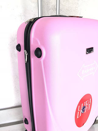 Велика пластикова валіза на 4 колесах рожева/Велика пластикова валіза на колесах ріжева Польща, фото 2