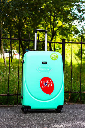 Велика пластикова валіза на 4 колесах бірюзова/Велика пластикова валіза на колесах м'ятна Польща , фото 2
