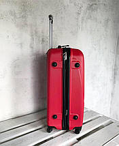 Великий пластиковий чемодан на 4-х колесах червоний / Велика пластикова валіза на колесах червона Польща, фото 3