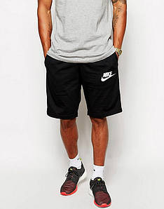 Чоловічі Шорти Nike чорні, Бермуди Бриджі спортивні з принтом Найк Капрі з кишенями трикотажні літні