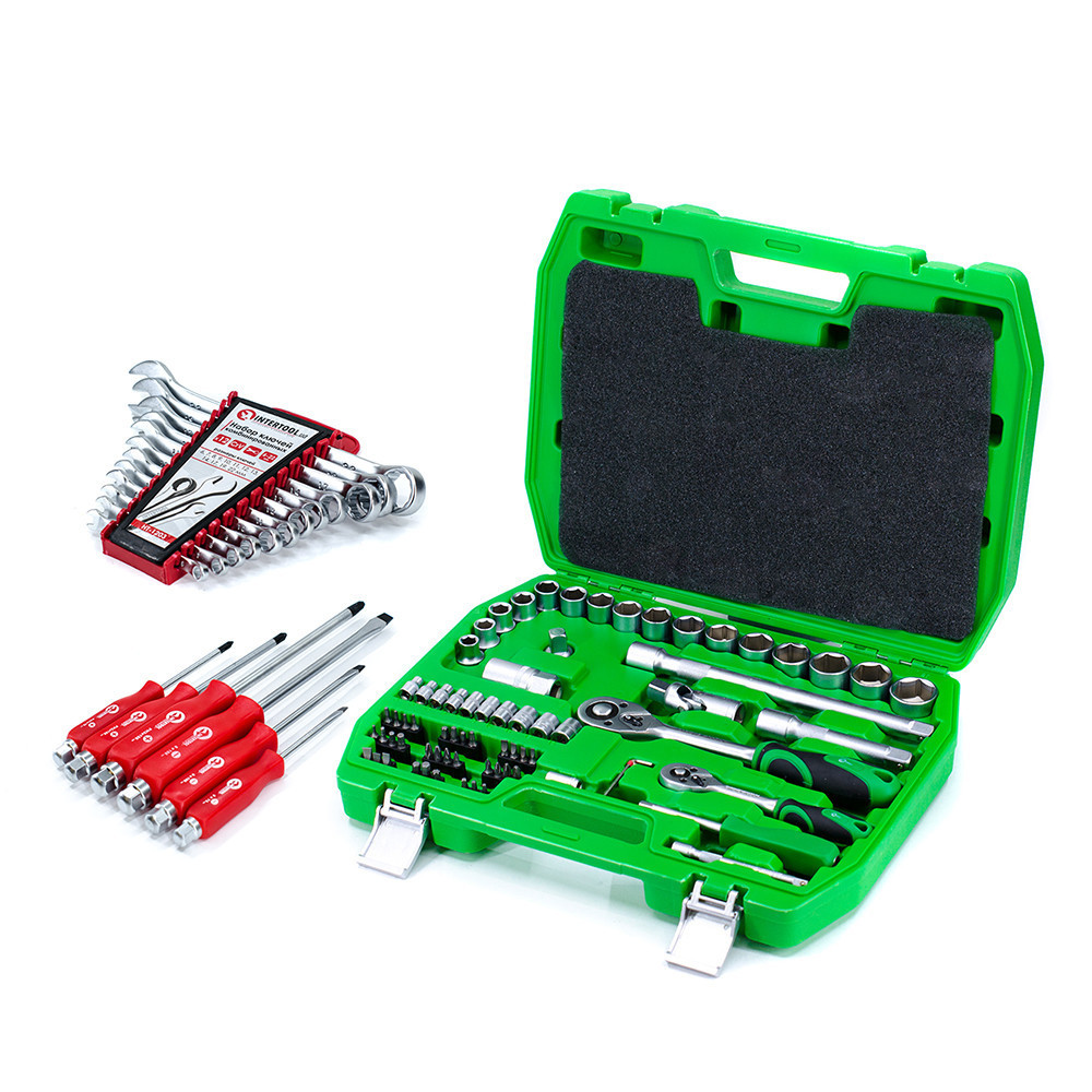 Набір інструменту 72 предмета Intertool ET-6072SP+HT1203+HT0403, фото 1