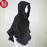 Чорна норкова шаль 44-52р, накидка хутряна. Норкове пончо, жилет., фото 4