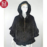 Чорна норкова шаль 44-52р, накидка хутряна. Норкове пончо, жилет., фото 3