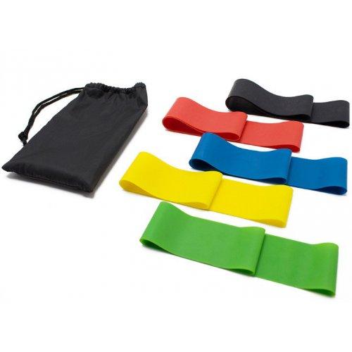 Гумки для фітнесу. Набір 5 шт. + чохол, фітнес-гумки, гумові петлі, еспандер-кільце, еспандер., фото 1