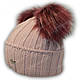 ОПТ В'язана шапка з нашивкою та двома помпонами для дівчинки, р. 50-52 (5 шт./набір), фото 3
