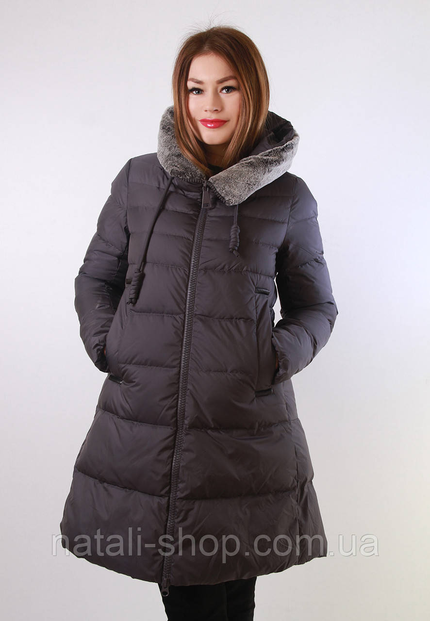 Купить Зимова куртка CLASNA з натуральним хутром кролика GRAFIT, цена ...
