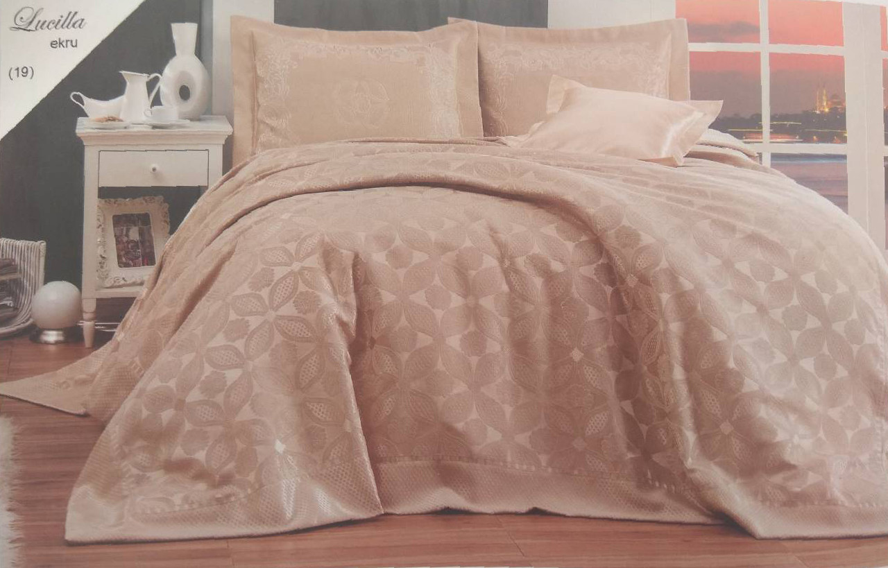 Простирадло 240*260 з наволочками First Choice Sonil Pique Lucilla ekru