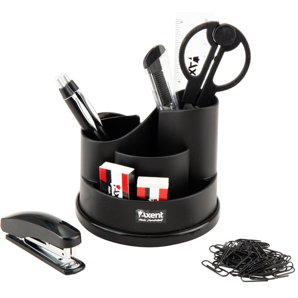 Настільний набір, підставка органайзер з наповненням Axent Welle 2102 чорний
