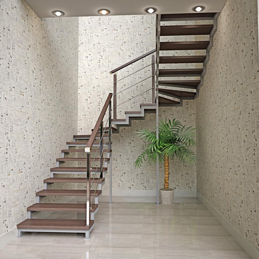 Лестница на металлических косоурах на второй этаж - фото 1 - id-p794422247