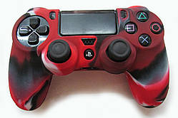 Силіконовий захисний чохол для джойстика Dualshock 4 з ребристою ручкою (Camo Red)